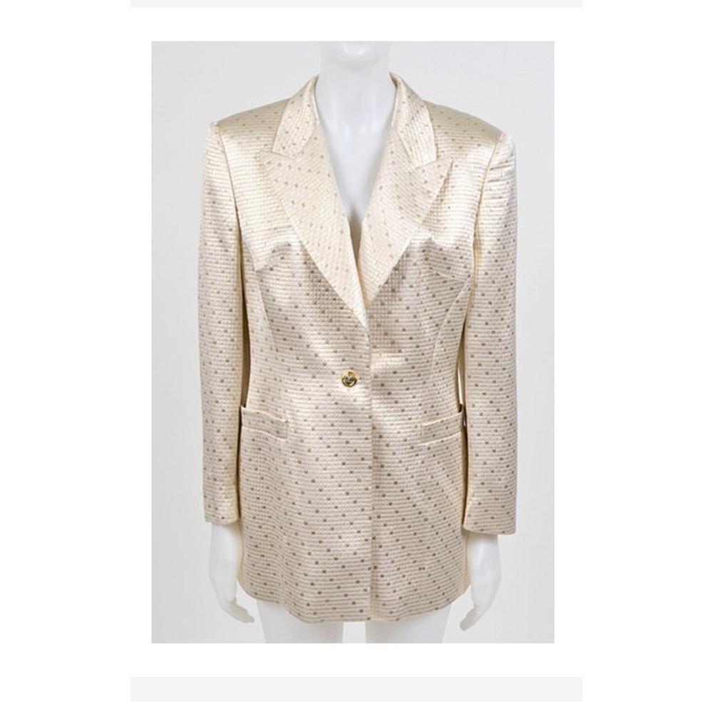 ESCADA Margaretha Ley Women's Gold Silk Blazer XS/34 Old Money Regency Designer